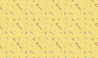 Farklı aksesuarlara sahip renkli arkaplan