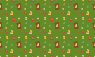 Farklı aksesuarlara sahip renkli arkaplan