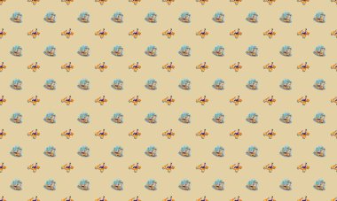 Farklı aksesuarlara sahip renkli arkaplan