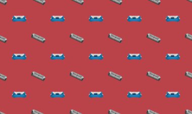 Farklı aksesuarlara sahip renkli arkaplan