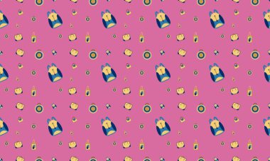 Farklı aksesuarlara sahip renkli arkaplan