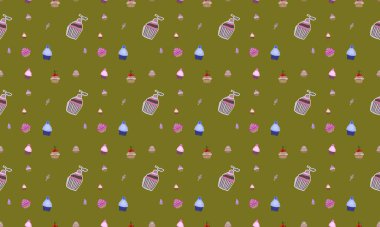 Farklı aksesuarlara sahip renkli arkaplan