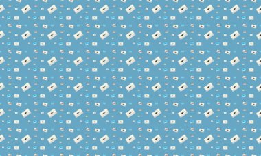 Farklı aksesuarlara sahip renkli arkaplan