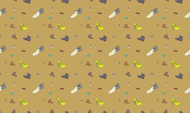 Farklı aksesuarlara sahip renkli arkaplan