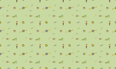 Farklı aksesuarlara sahip renkli arkaplan