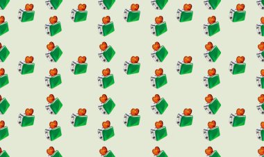 Farklı aksesuarlara sahip renkli arkaplan