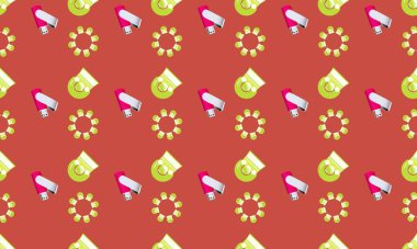 Farklı aksesuarlara sahip renkli arkaplan