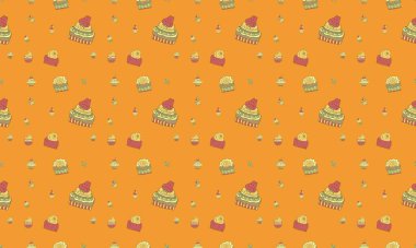 Farklı aksesuarlara sahip renkli arkaplan