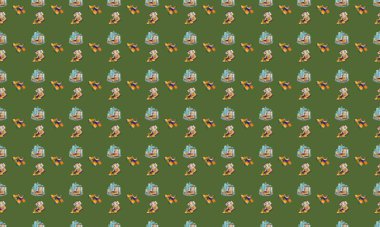 Farklı aksesuarlara sahip renkli arkaplan