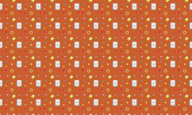 Farklı aksesuarlara sahip renkli arkaplan