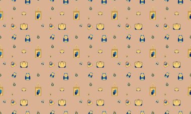 Farklı aksesuarlara sahip renkli arkaplan