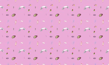 Farklı aksesuarlara sahip renkli arkaplan