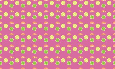 Farklı aksesuarlara sahip renkli arkaplan