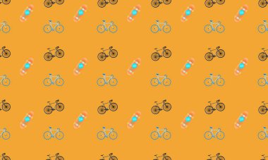 Farklı aksesuarlara sahip renkli arkaplan