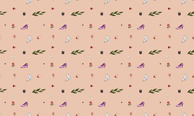 Farklı aksesuarlara sahip renkli arkaplan