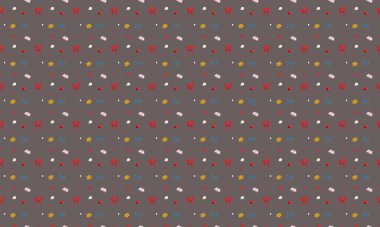 Farklı aksesuarlara sahip renkli arkaplan