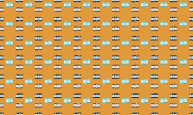 Farklı aksesuarlara sahip renkli arkaplan