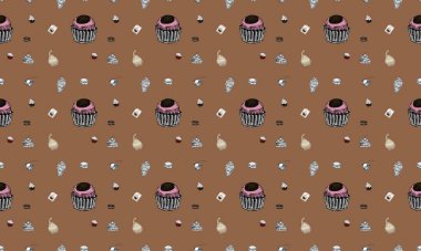 Farklı aksesuarlara sahip renkli arkaplan