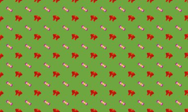 Farklı aksesuarlara sahip renkli arkaplan