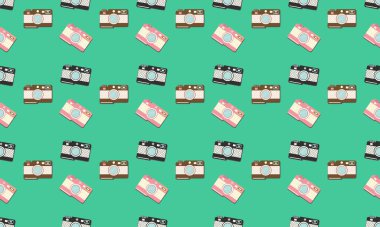 Farklı aksesuarlara sahip renkli arkaplan