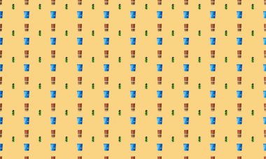 Farklı aksesuarlara sahip renkli arkaplan