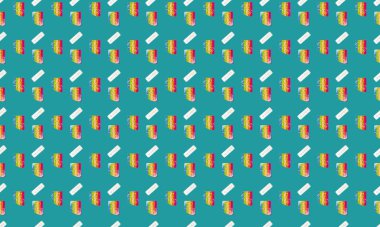 Farklı aksesuarlara sahip renkli arkaplan