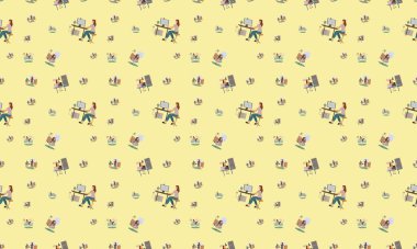 Farklı aksesuarlara sahip renkli arkaplan