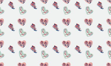 Farklı aksesuarlara sahip renkli arkaplan