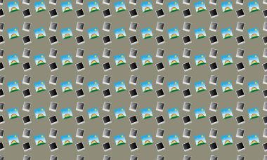 Farklı aksesuarlara sahip renkli arkaplan