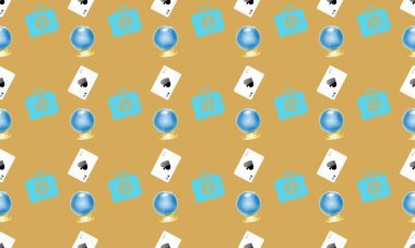 Farklı aksesuarlara sahip renkli arkaplan