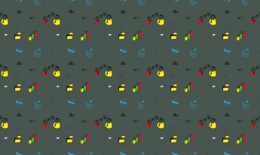 Farklı aksesuarlara sahip renkli arkaplan