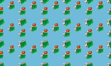 Farklı aksesuarlara sahip renkli arkaplan