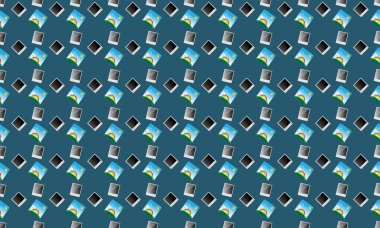 Farklı aksesuarlara sahip renkli arkaplan