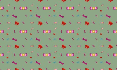 Farklı aksesuarlara sahip renkli arkaplan