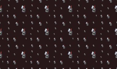 Farklı aksesuarlara sahip renkli arkaplan