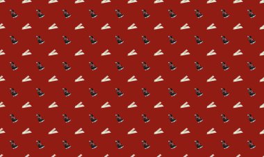 Farklı aksesuarlara sahip renkli arkaplan