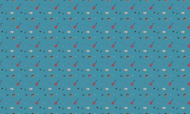 Farklı aksesuarlara sahip renkli arkaplan