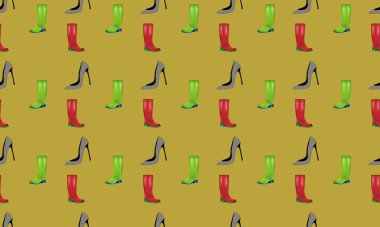 Farklı aksesuarlara sahip renkli arkaplan