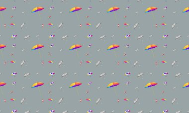 Farklı aksesuarlara sahip renkli arkaplan