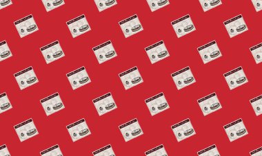 Farklı aksesuarlara sahip renkli arkaplan