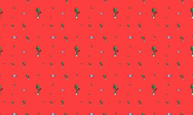 Farklı aksesuarlara sahip renkli arkaplan