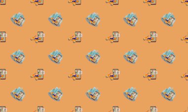 Farklı aksesuarlara sahip renkli arkaplan