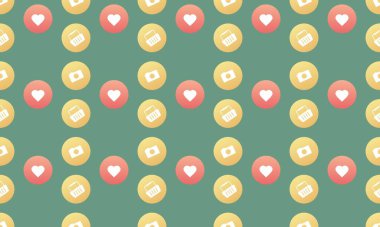 Farklı aksesuarlara sahip renkli arkaplan