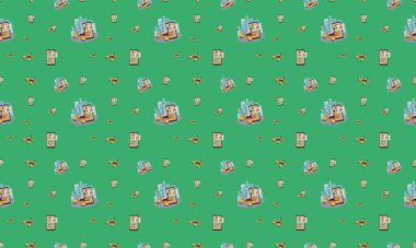 Farklı aksesuarlara sahip renkli arkaplan