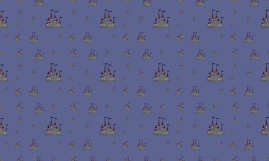 Farklı aksesuarlara sahip renkli arkaplan