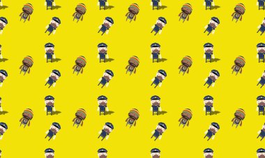 Farklı aksesuarlara sahip renkli arkaplan