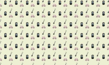 Farklı aksesuarlara sahip renkli arkaplan