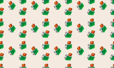 Farklı aksesuarlara sahip renkli arkaplan