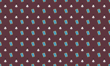 Farklı aksesuarlara sahip renkli arkaplan