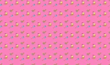 Farklı aksesuarlara sahip renkli arkaplan